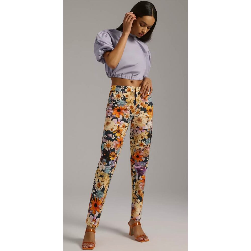 Anthropologie Maeve Moxy Collection Pants Floral Women Size 2 Trousers Colorful